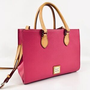 Dooney & Bourke Pink Pebbled Leather Janine Satchel Top Handle w crossbody strap